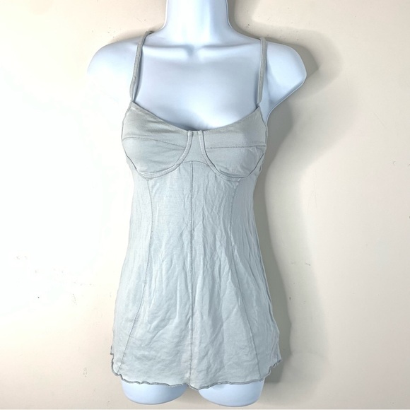 Aritzia Wilfred Bustier Corset Tank Top Pale Blue Gray Cotton Sleeveless Small - Picture 9 of 15